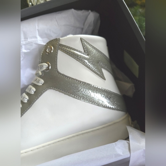 NEW! Zadig & Voltaire,  ZV1747 High Flash High-Top Sneakers,White/Silver,Size 38 - Picture 8 of 14